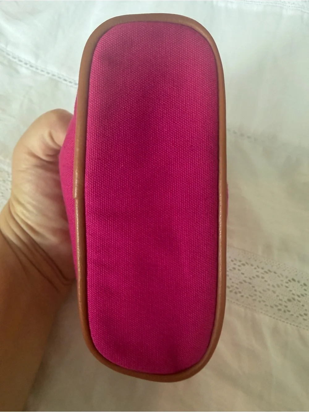 Hermes Hot Pink Canvas Cosmetic Pouch with H